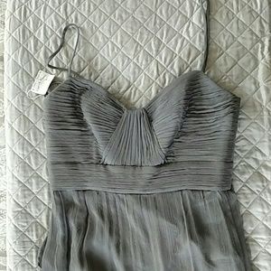 Amsale Silk Long Graphite Dress